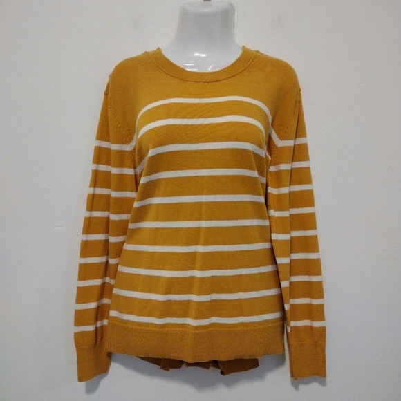 Gap - Striped Mustard Yellow Crewneck Sweater - Picture 15 of 16